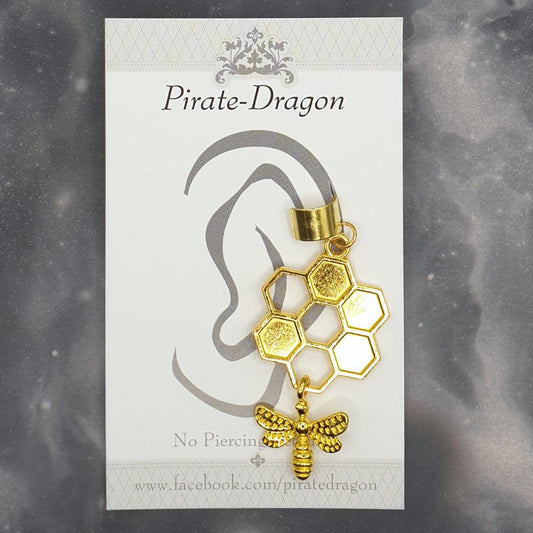 Honeycomb & Bee Non-Pierced Ear Cuff (EC9668)