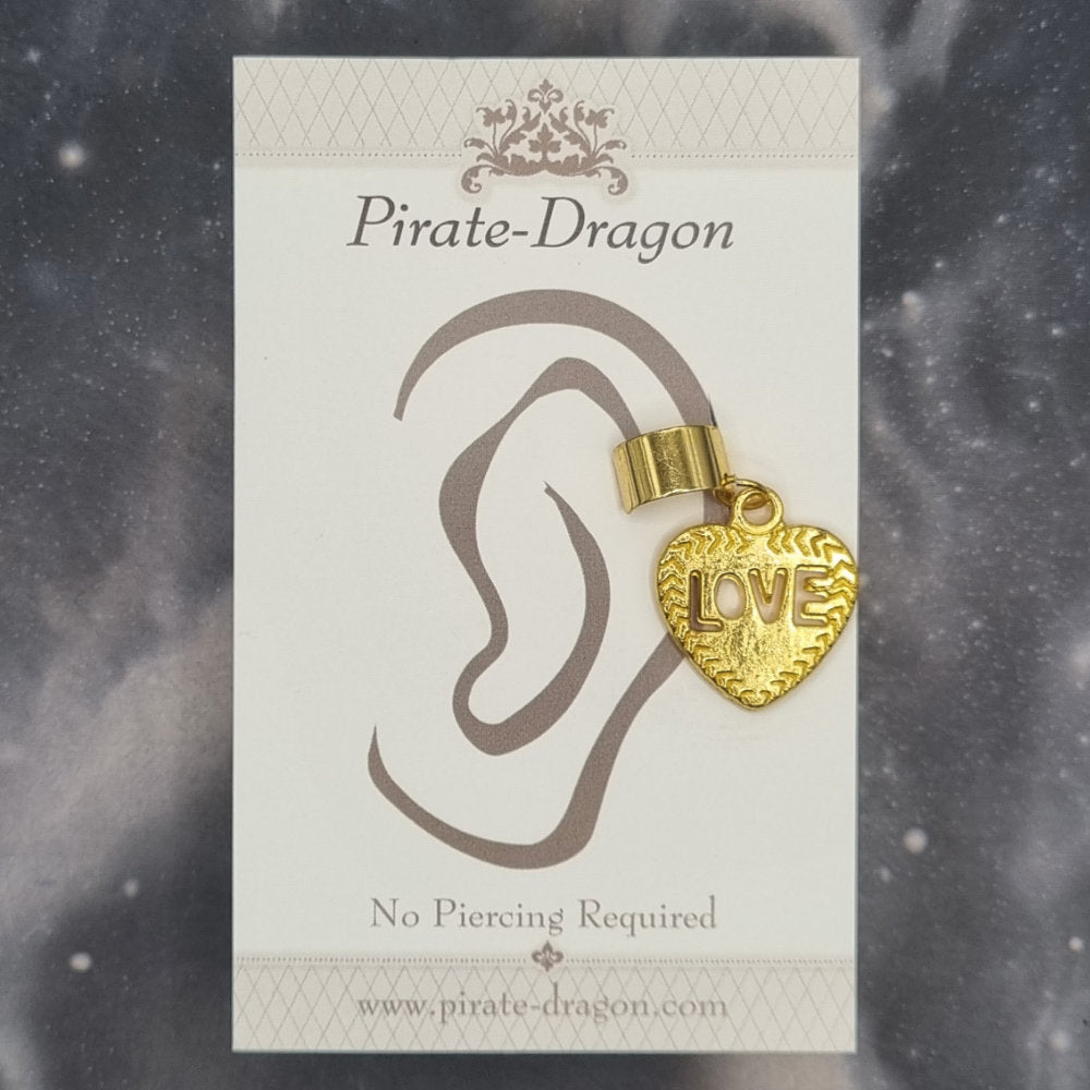 Gold Love Heart Non-Pierced Ear Cuff (EC9709)