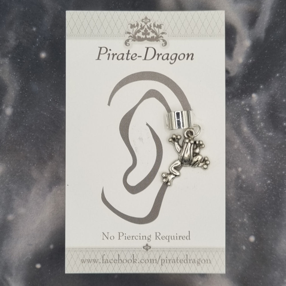 Silver Climbing Frog Non-Pierced Ear Cuff (EC9724)