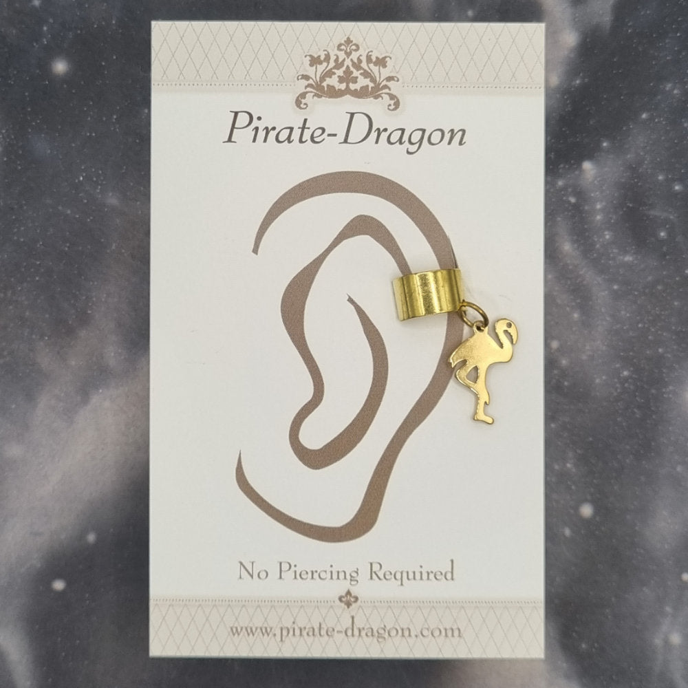 Gold Flamingo Silhouette Non-Pierced Ear Cuff (EC9754)